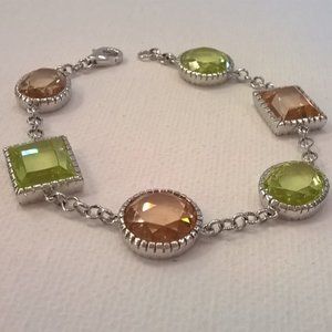 Vintage 90s Sterling Silver and Crystal Bracelet